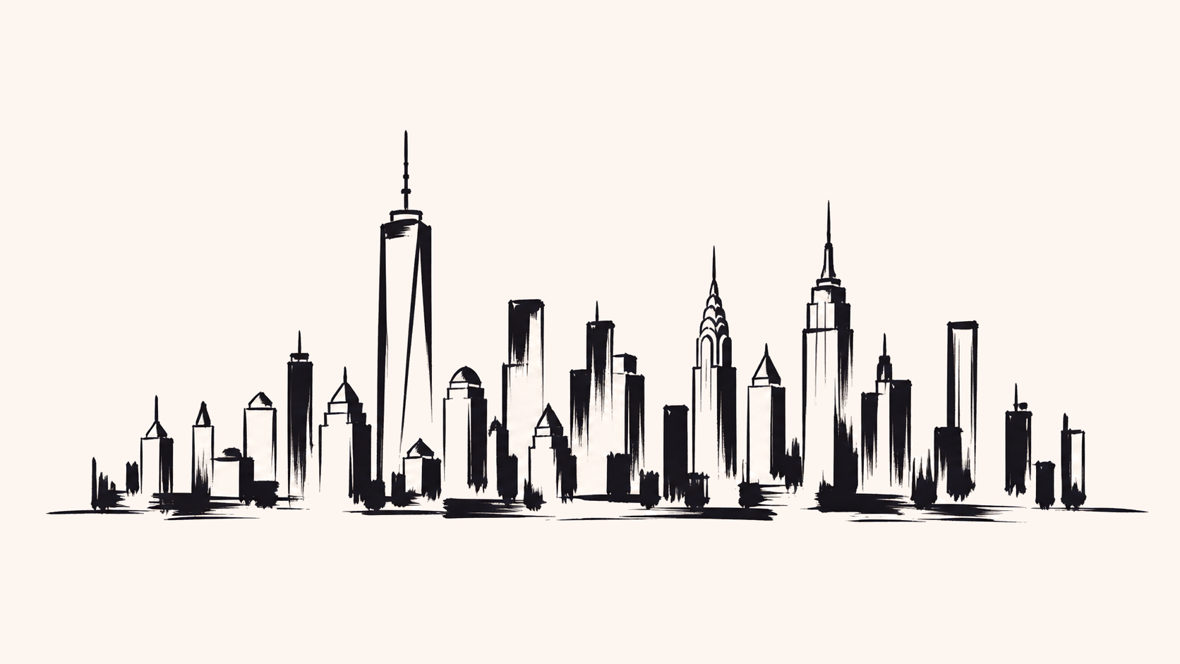 A stylized Manhattan skyline sketch